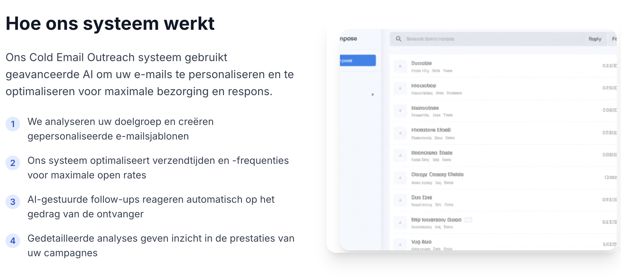Modern email outreach dashboard interface